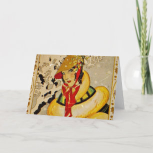 Cartão De Festividades Retro Flapper Christmas Greetings