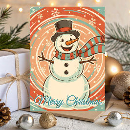 Cartão De Festividades Retro Frosty Homem de Neve Nevasca Natal