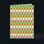 Cartão De Festividades Retro Geometric Santa Christmas Card<br><div class="desc">Any way you look at it this Retro Geometric Santa Christmas Card is pure holiday whimsy! It’s rows of Santas. No, it’s rows of Christmas trees. No, it’s rows of Santas shaped like Christmas trees and rows of cheery green Christmas trees with white polka dots. It’s kitschy. It’s colorful. And...</div>