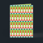 Cartão De Festividades Retro Geometric Santa Christmas Card<br><div class="desc">Any way you look at it this Retro Geometric Santa Christmas Card is pure holiday whimsy! It’s rows of Santas. No, it’s rows of Christmas trees. No, it’s rows of Santas shaped like Christmas trees and rows of cheery green Christmas trees with white polka dots. It’s kitschy. It’s colorful. And...</div>