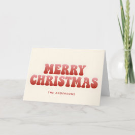 Cartão De Festividades Retro Groovy Gradient Script Merry Christmas