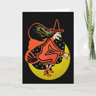 Cartão De Festividades Retro Halloween Witch Card