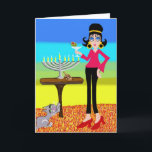Cartão De Festividades Retro Hanukkah and a Martini<br><div class="desc">Retro Chanukah and a Martini</div>
