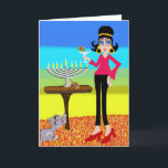 Cartão De Festividades Retro Hanukkah and a Martini<br><div class="desc">Retro Chanukah and a Martini</div>