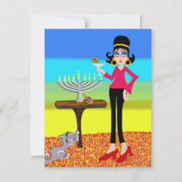 Cartão De Festividades Retro Hanukkah e um Martini