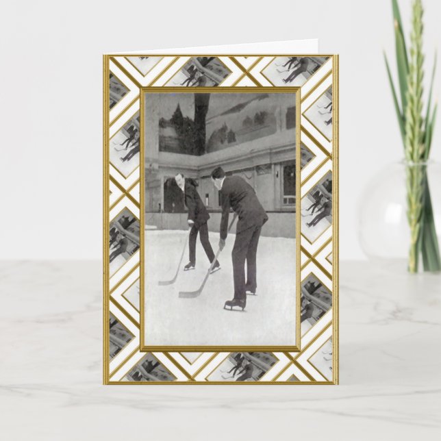 Cartão De Festividades Retro ice hockey (Frente)