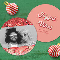 Retro Joyful Vibes Disco Foto de Natal