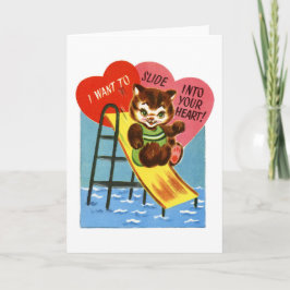 Cartão De Festividades Retro Kitten no Dia dos Namorados
