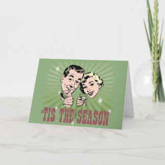 Cartão De Festividades Retro Man and Woman "Tis the Season"