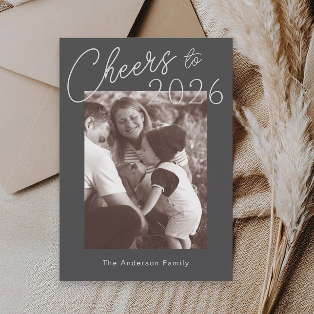 Cartão De Festividades Retro Minimalist New Years Photo (Criador carregado)