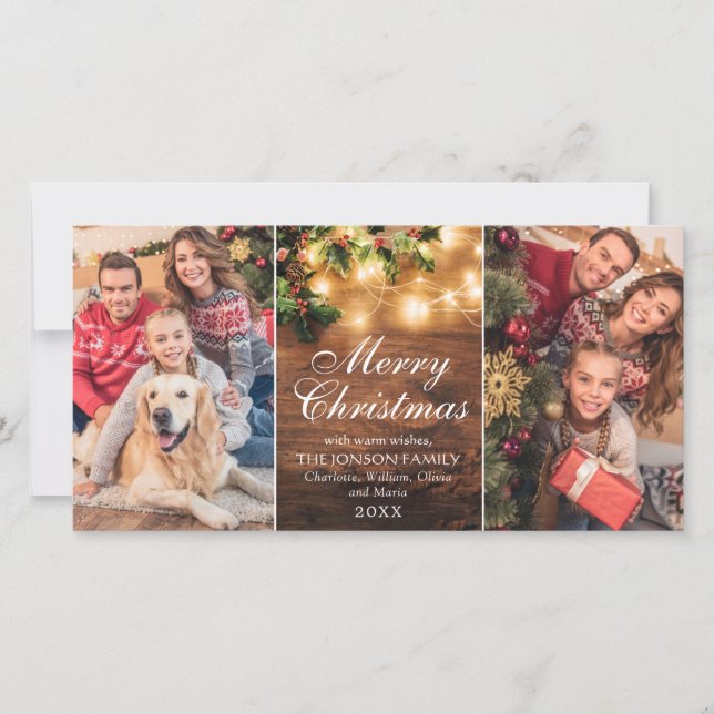 Cartão De Festividades Retro MistletoRustic Felry Saudação de Natal (Frente)