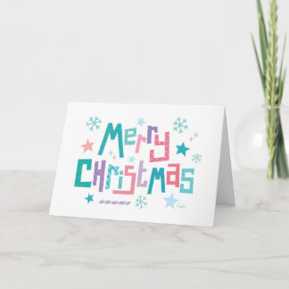Cartão De Festividades Retro modern merry christmas snowy text card