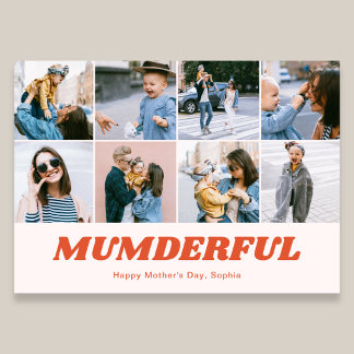 Cartão De Festividades Retro Mumderful Mothers Day 12 Photo Collage Pink