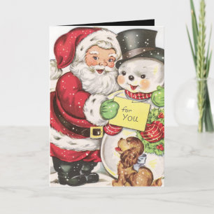 Cartão De Festividades retro natais vintages Papais noeis sentimento de b