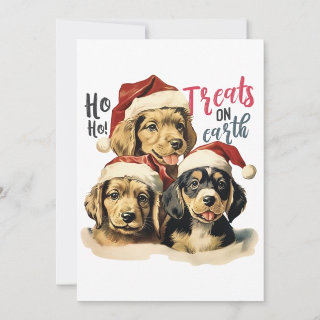 Cartão De Festividades Retro Natal Pets Treats 2023 (Frente)