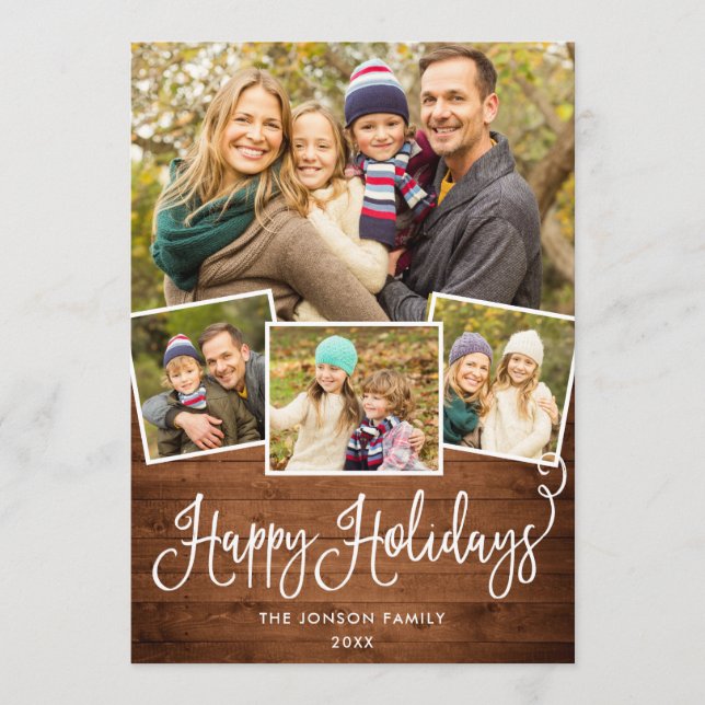 Cartão De Festividades Retro Natal Red Truck Russ 4 FOTO Saudação (Frente)