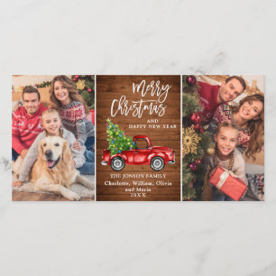 Cartão De Festividades Retro Natal Red Truck Russo 2 FOTO Saudação