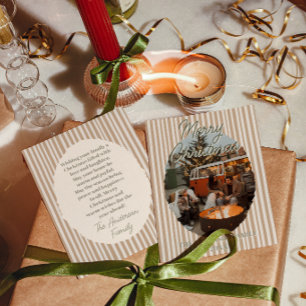 Cartão De Festividades Retro Neutro Caprichoso Listras de Natal Foto