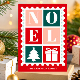 Cartão De Festividades Retro Noel Christmas Postage Stamp