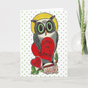 Cartão De Festividades Retro Owl Valentine Card