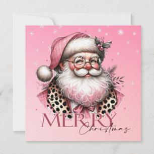 Cartão De Festividades Retro Papai Noel Feliz Natal A Rosa