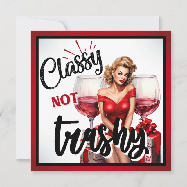 Cartão De Festividades Retrô Pin-up Sofisticado não Brega (Frente)