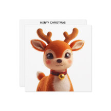 Retro Plush Reindeer Christmas Art