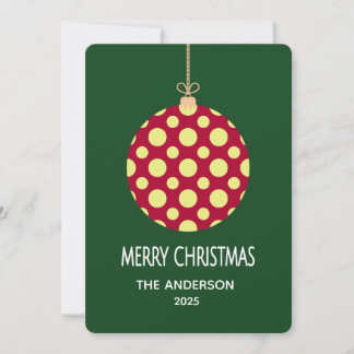Cartão De Festividades Retro Polka Dot Christmas Ornament Holiday Card