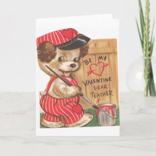 Cartão De Festividades Retro Puppy Valentine's Day Card For Teacher
