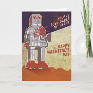 Cartão De Festividades Retro Robot - You've Downloaded My Heart...