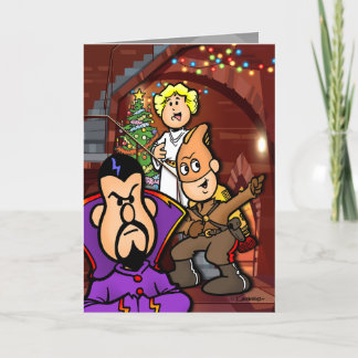 Cartão De Festividades Retro Rocket Guy Christmas