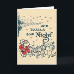 Cartão De Festividades Retro Santa And Reindeer Christmas Card<br><div class="desc">Retro / Vintage Christmas greeting card.  Sweet image of Santa and his reindeer!  And To All A Good Night!</div>