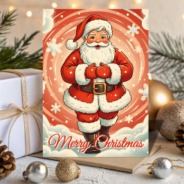 Cartão De Festividades Retro Santa in a Blizzard Christmas