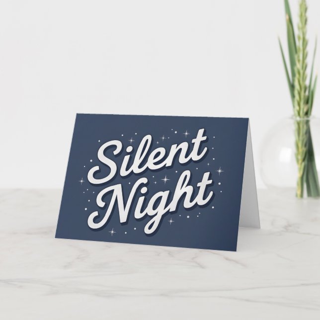 Cartão De Festividades Retro Script Silent Night Christmas (Frente)