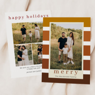 Cartão De Festividades Retro Stripes Família Natal 4 Foto