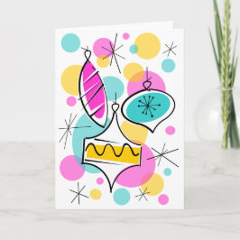 Cartão De Festividades Retro Tree Baubles Card vertical