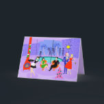 Cartão De Festividades Retro Tropical Christmas Party Holiday Card<br><div class="desc">This customizable Retro Tropical Christmas Party Holiday Card is festive enough to brighten anyone's holiday outlook! The cartoon design features the type of wildly sophisticated holiday party that is normally only seen in Christmas movies from the 1960s. There is a mid century modern living room filled with partygoers enjoying the...</div>