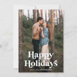 Cartão De Festividades Retro Typografia Feliz Férias 2 Foto