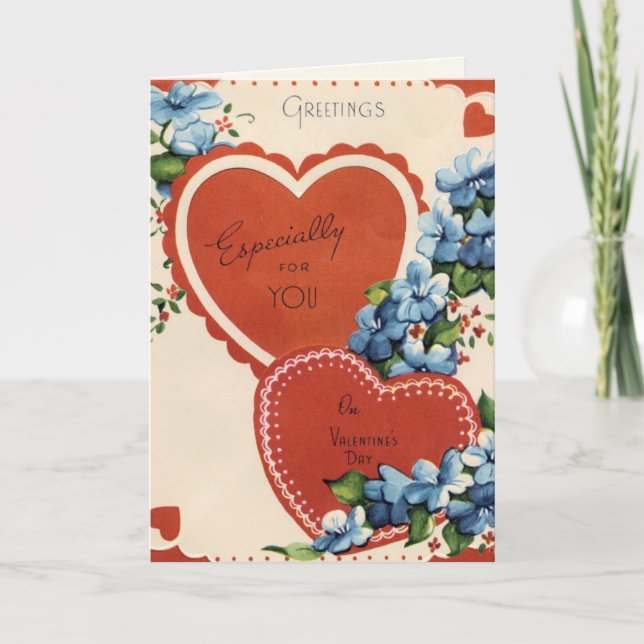 Cartão De Festividades Retro Valentine's Day Card (Frente)