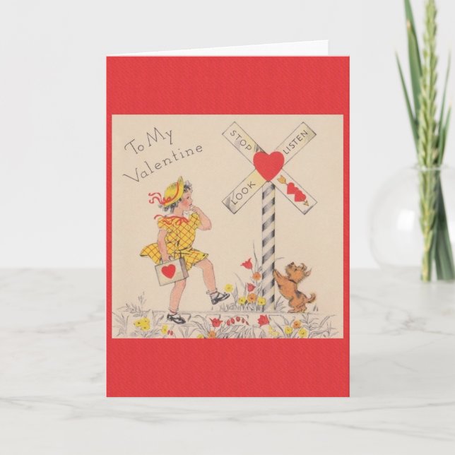 Cartão De Festividades Retro Valentine's Day Greeting Card (Frente)