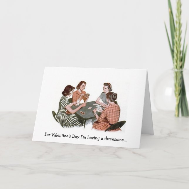 Cartão De Festividades Retro - Valentine's Day Threesome, (Frente)