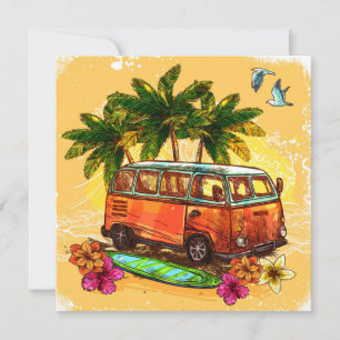 Cartão De Festividades Retro Van