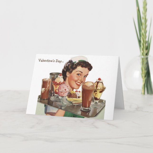 Cartão De Festividades Retro - venda do chocolate do dia dos (Frente)