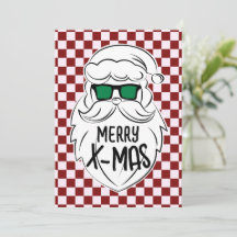 Retro Vermelho Rosa Xadrez Papai Noel Natal 