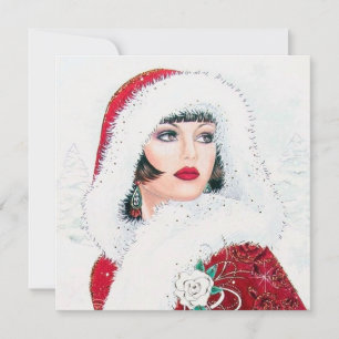 Cartão De Festividades retro vintage arte deco Lady add message