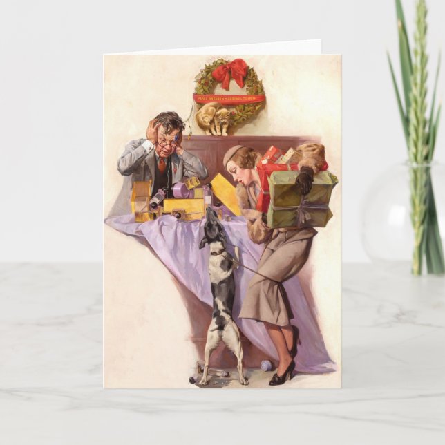 Cartão De Festividades Retro vintage Christmas card (Frente)