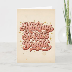 Cartão De Festividades Retro Vintage Fazendo Espíritos Brilhantes Natal