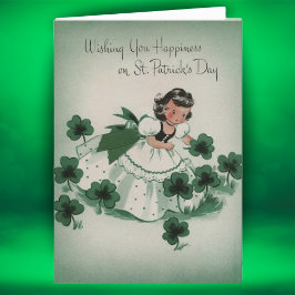 Cartão De Festividades Retro Vintage Garota Irlandesa Personalizado Dia d