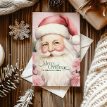 Cartão De Festividades Retro-Vintage Santa Claus Rosa<br><div class="desc">O Cartão de Férias do Pai Natal, retrógrado, cor-de-rosa, é uma forma deliciosa e nostálgica de enviar alegria de férias, apresentando uma representação divertida do Pai Natal, no estilo charmoso do século médio. Este cartão combina o capricho da design com uma moderna reviravolta rosa, fazer uma escolha divertida e festiva...</div>