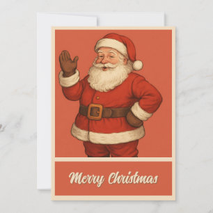 Cartão De Festividades Retro Vintage Simples Natal Papai Noel